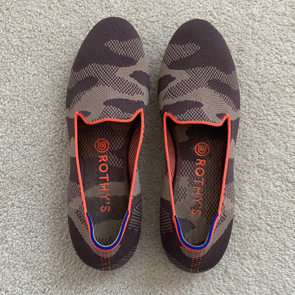 Rothy's Brown and Tan Camouflage Flats, Like New - Picture 3 of 13